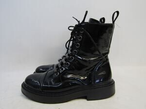 DKNY Womens Size 8 M Black Leather Lace Up Zip Ankle Fashion Boots Bootie